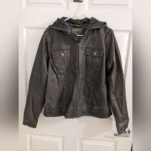 Maurices size L faux leather jacket with hood